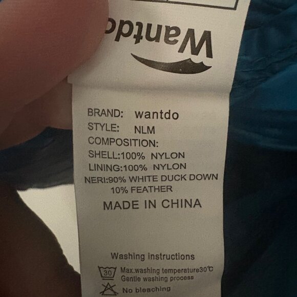 Wantdo Packable Down Puffer with Hood Turquoise | Size L | NWT - Picture 8 of 9